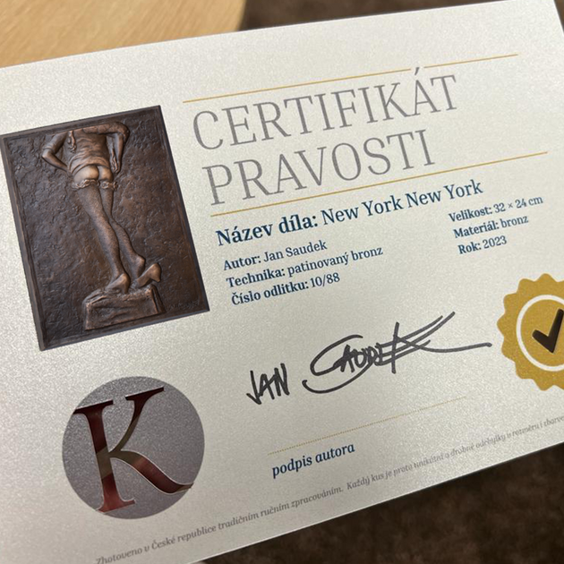 Certifikát pravosti reliéfů Jan Saudka